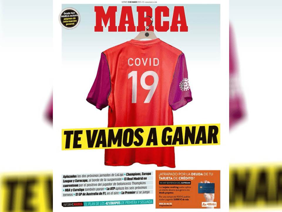 Así es como las portadas de revistas y periódicos viven esta época del coronavirus, un mundo sin deporte es impensable.