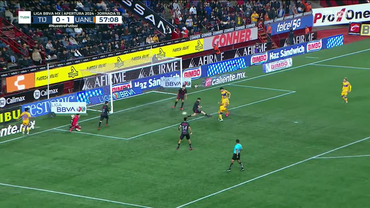 ¡GOL!  anota para Tigres. Juan Brunetta