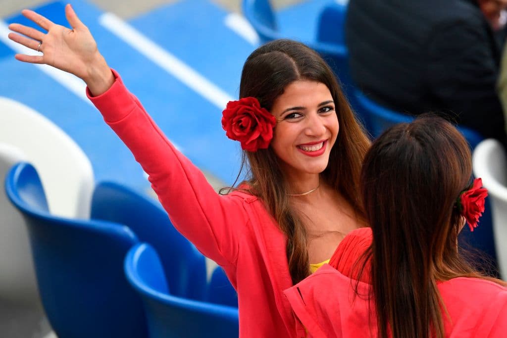 A Spain's fan waves before the Russia 2018 World Cup Group B football match between Spain and Morocco at the Kaliningrad Stadium in Kaliningrad on June 25, 2018. (Photo by OZAN KOSE / AFP) / RESTRICTED TO EDITORIAL USE - NO MOBILE PUSH ALERTS/DOWNLOADS (Photo credit should read OZAN KOSE/AFP/Getty Images)