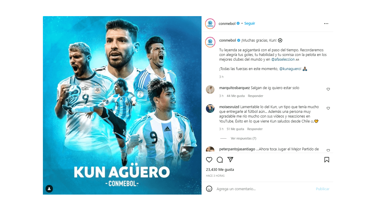 El mundo del futbol se despide de un grande, Sergio 'Kun' Agüero anunció su retiro de las canchas por problemas cardiacos, lo cual causó reacciones en redes. Compañeros de cancha, equipos y fanáticos, le dedicaron palabras, imágenes y videos por su gran trayectoria, su talento y, sobre todo, por su calidad. humana, ¡hasta luego, Kun!