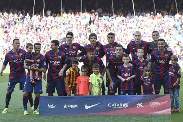Foto de equipo, una de las últimas con Xavi, a falta de lafinal de Champions en Múnich y la de Copa en Madrid.