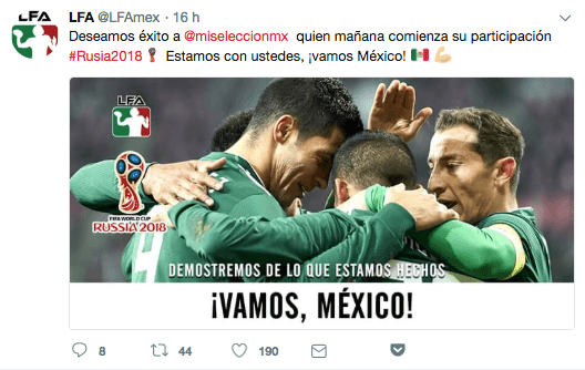 La cuenta de la Liga Profesional de Fútbol Americano de México, mostró el aprecio también al otro fútbol.