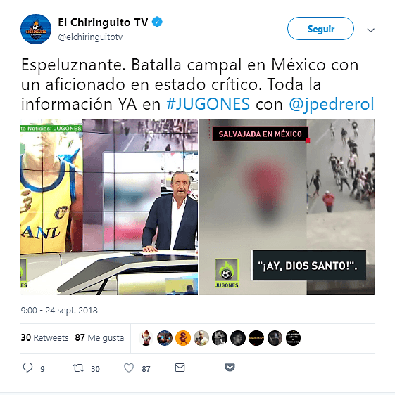 Uno de los programas de tv más famosos de España, 
<i>El Chiringuito TV</i>, dedicó minutos de su espacio para abordar el tema.