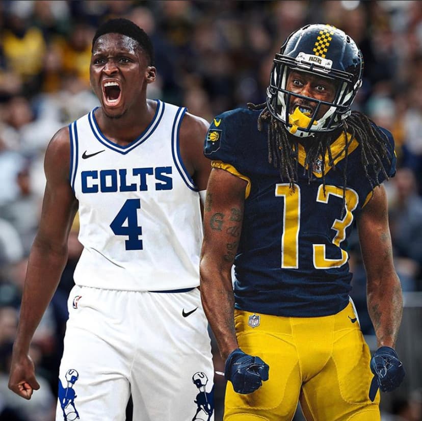 Víctor Oladipo #4 por Indianapolis Colts y T.Y. Hilton #13 por Indiana Pacers.