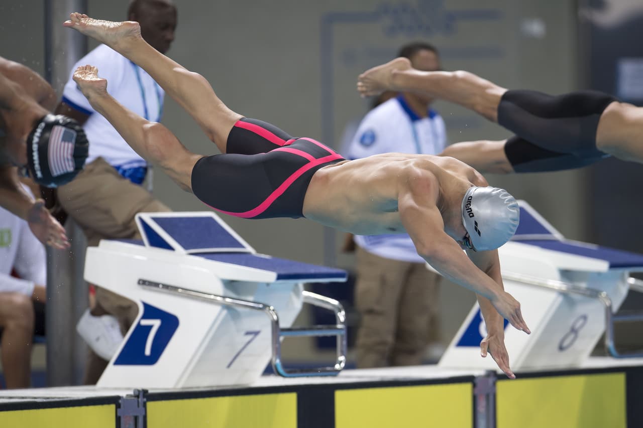 La competencia de Natación 4x100m Relevo Libre Mixto Final en los XVIII Juegos Panamericanos Lima 2019
