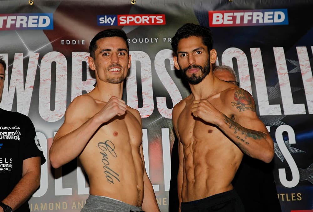 TWO WORLDS COLLIDE WEIGH IN RADISSON HOTEL,MANCHESTER PIC;LAWRENCE LUSTIG WBA,WBC AND RING MAGAZINE LIGHTWEIGHT TITLES WBA CHAMP ANTHONY CROLLA AND WBC CHAMP JORGE LINARES WEIGH IN BEFORE THEY CLASH IN THEIR UNIFICATION BOUT AT THE MANCHESTER ARENA ON SATURDAY 24TH SEPTEMBER