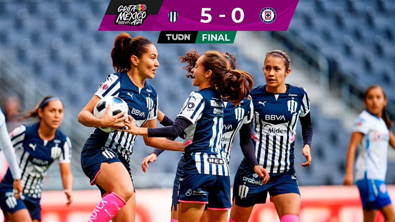 Rayadas golea 5-0 a Cruz Azul en la ultima fecha de fase regular en Liga BBVA MX Femenil.