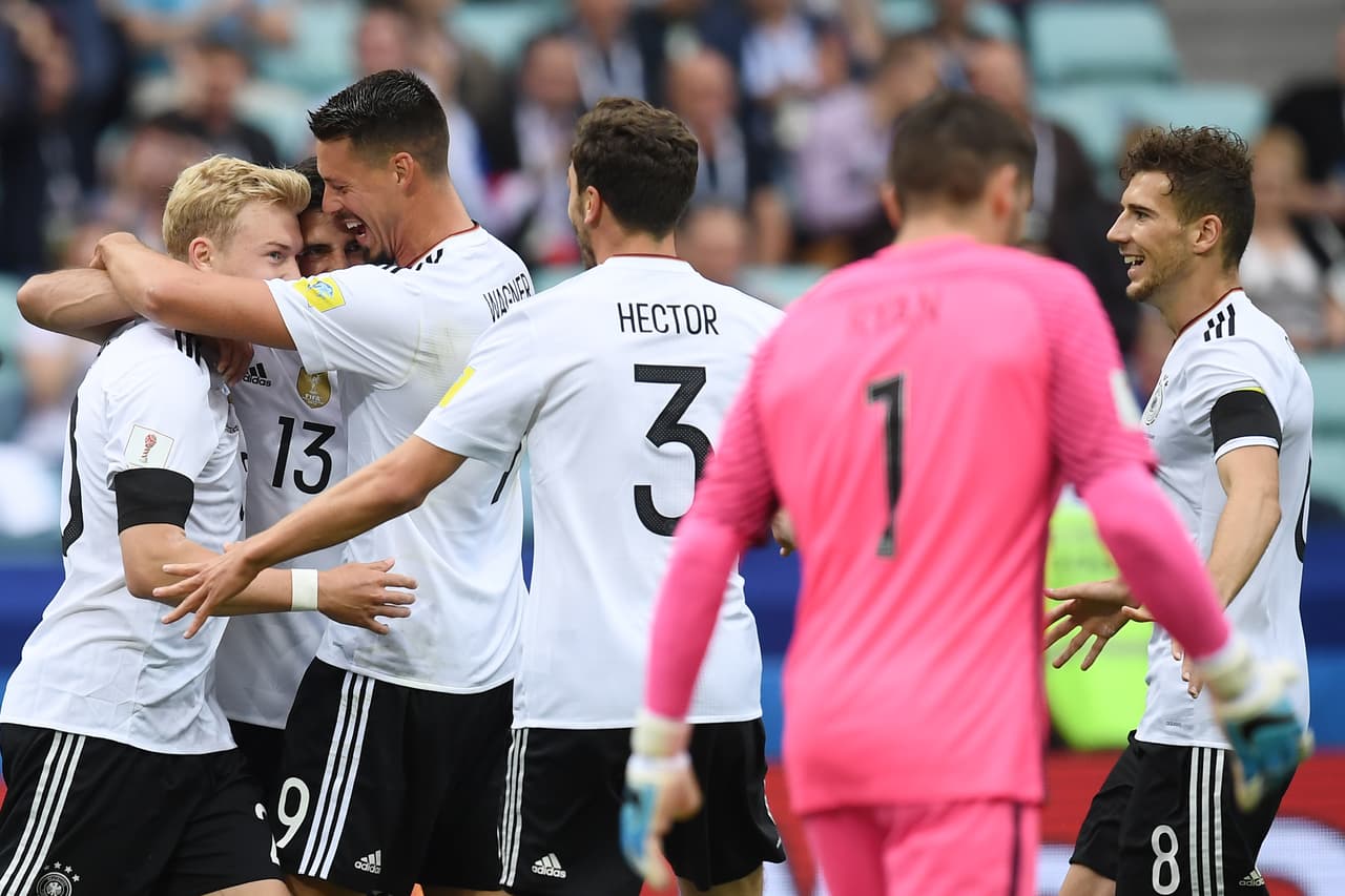 La fiesta del tercer gol para Alemania llegó al minuto 48 con el gol de Leon Goretzka.