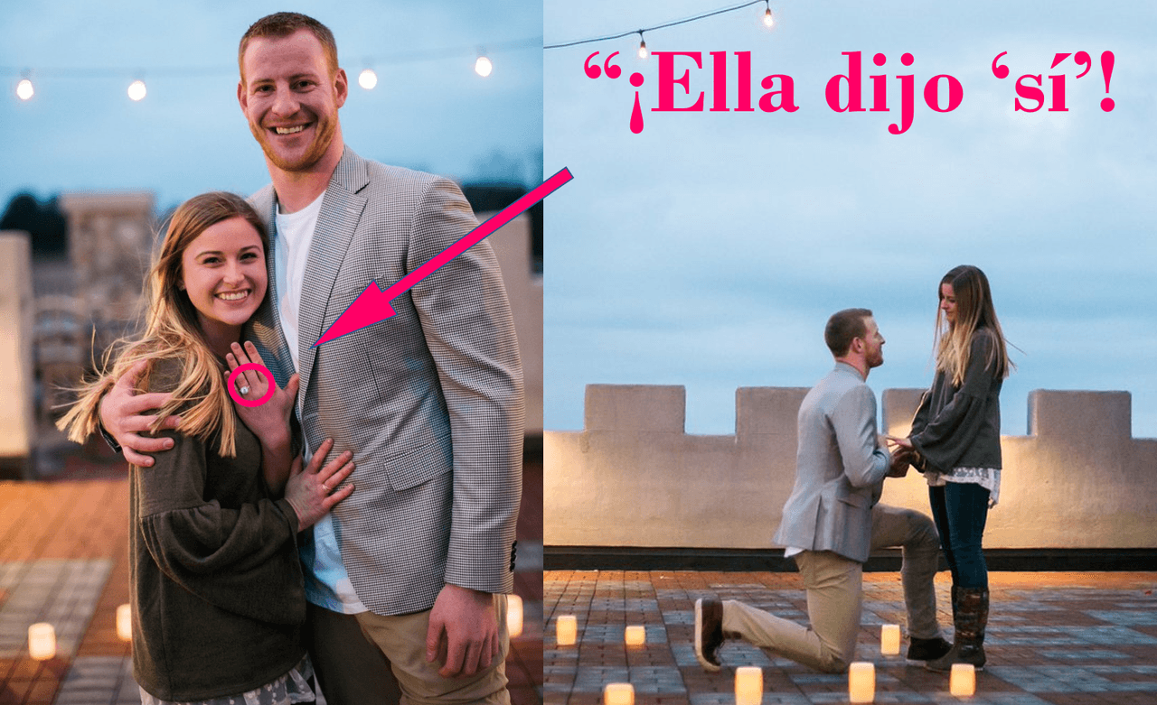 Carson Wentz y su novia Madison Oberg no pueden ocultar la emoción que les dio comprometerse en matrimonio.