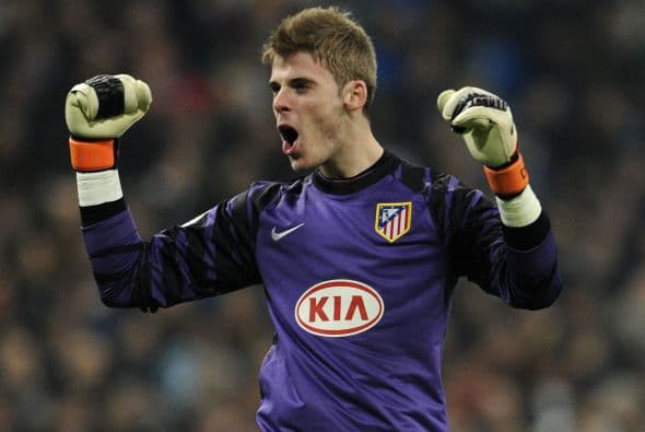 El arquero visitante David Degea también festejó el tanto.