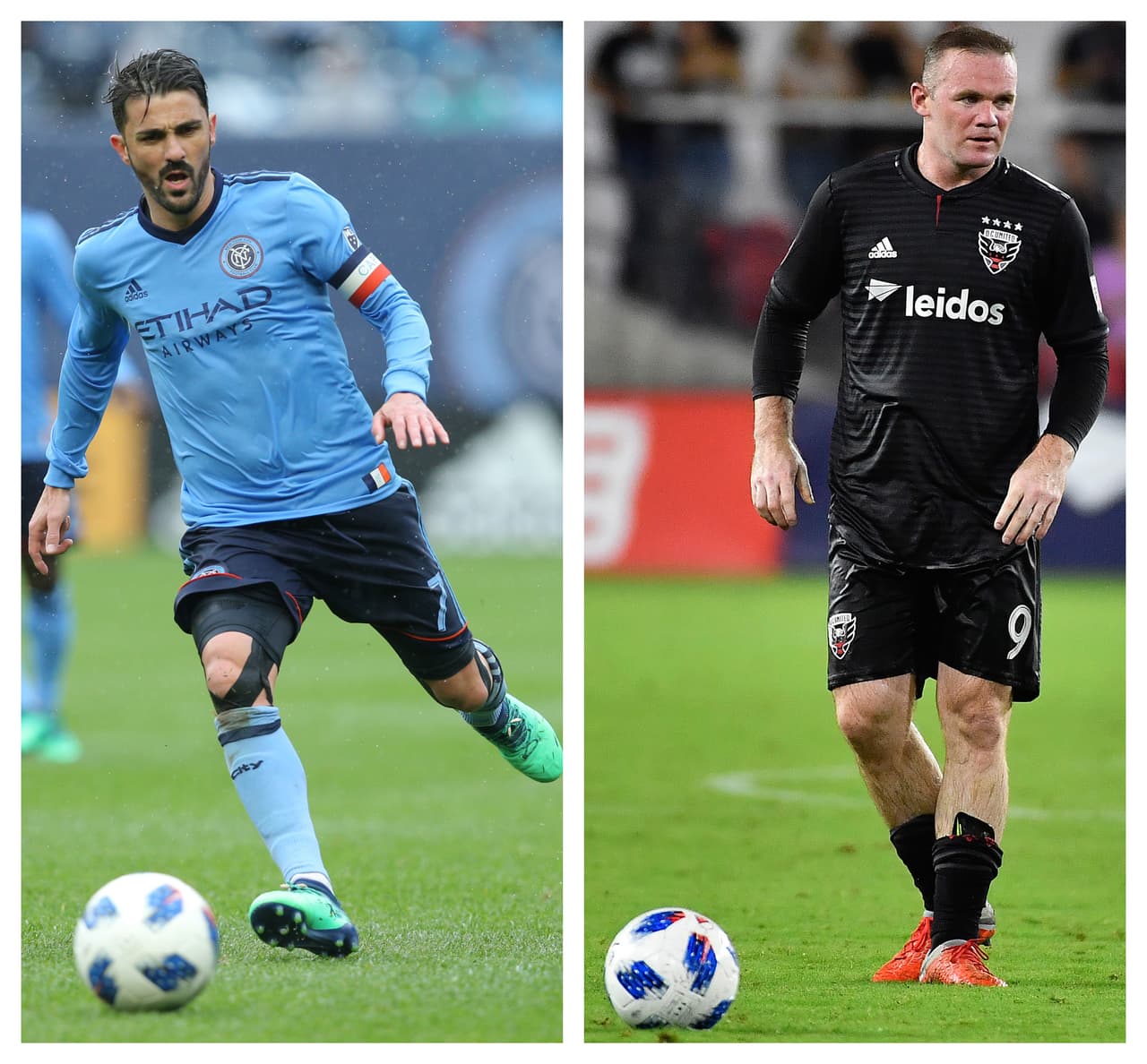 David Villa y Wayne Rooney, figuras y goleadores de NYCFC y D.C. United.