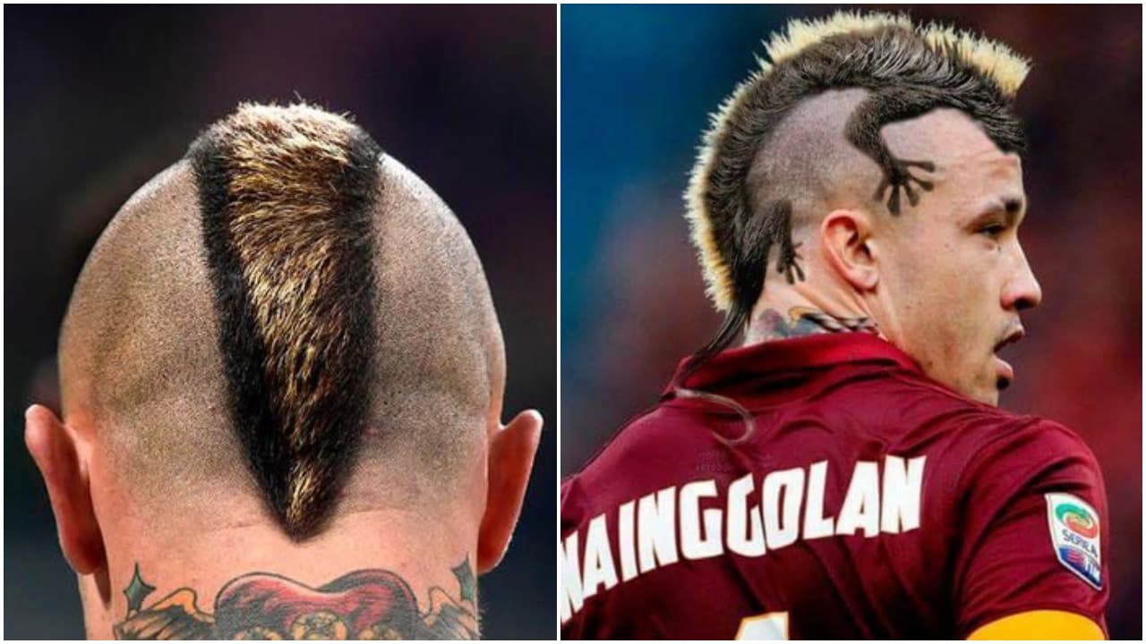 <b>Radja Nainggoolan </b>
<br>- El belga sorprendió al mundo cuando apareció con una iguana en la cabeza. Se ve bastante original y genera una ilusión óptica sensacional. Guste o no... ¡Qué buen estilista!