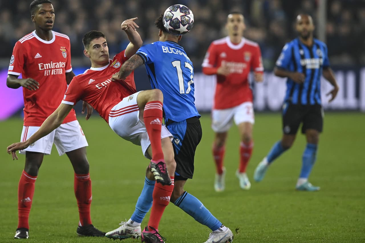 Benfica derrotó 0-2 al Brujas como visitante y el juego de ida de Octavos de Final de la UEFA Champions League.