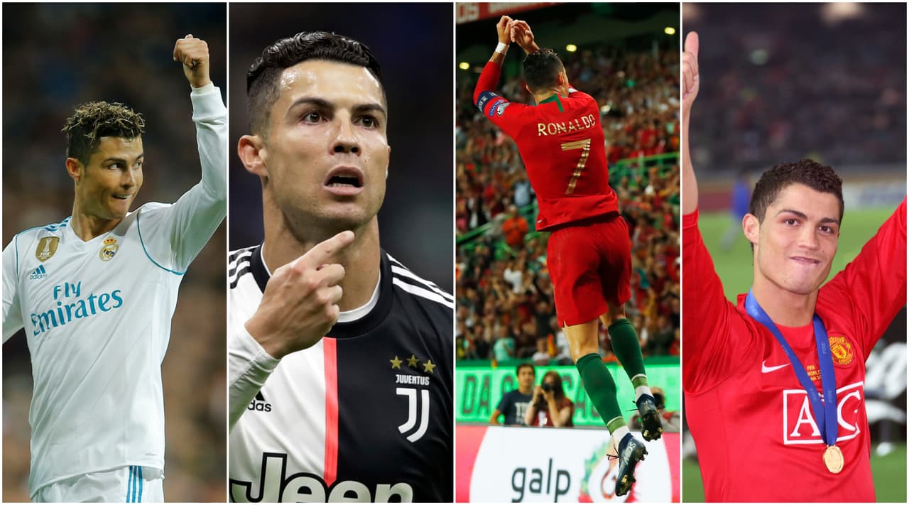 La distribución de los goles de Cristiano Ronaldo: 450 goles con Real Madrid (450), Manchester United (118), Selección Portugal (95), Juventus (32), Sporting Lisboa (5).