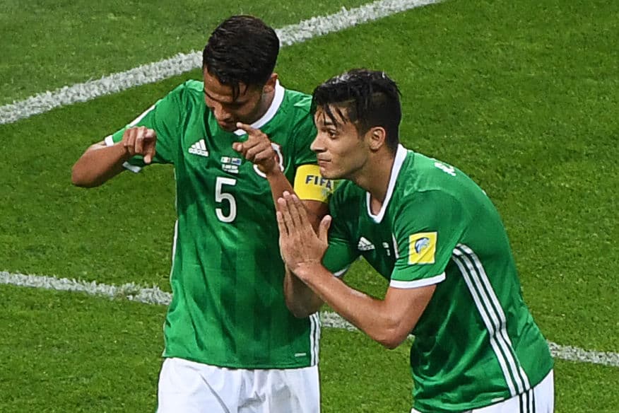 Una celebración recordada por esa misma intención fue la de Diego Reyes y Raúl Jiménez en la Copa Confederaciones.