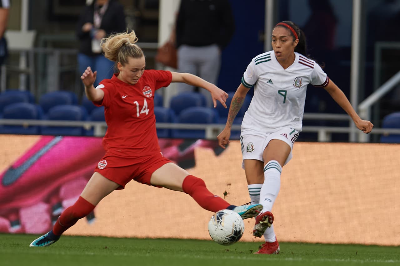 Con goles de Christine Sinclair y Shelina Zardorsky, Canadá le gana a México y asegura el liderato del grupo B.