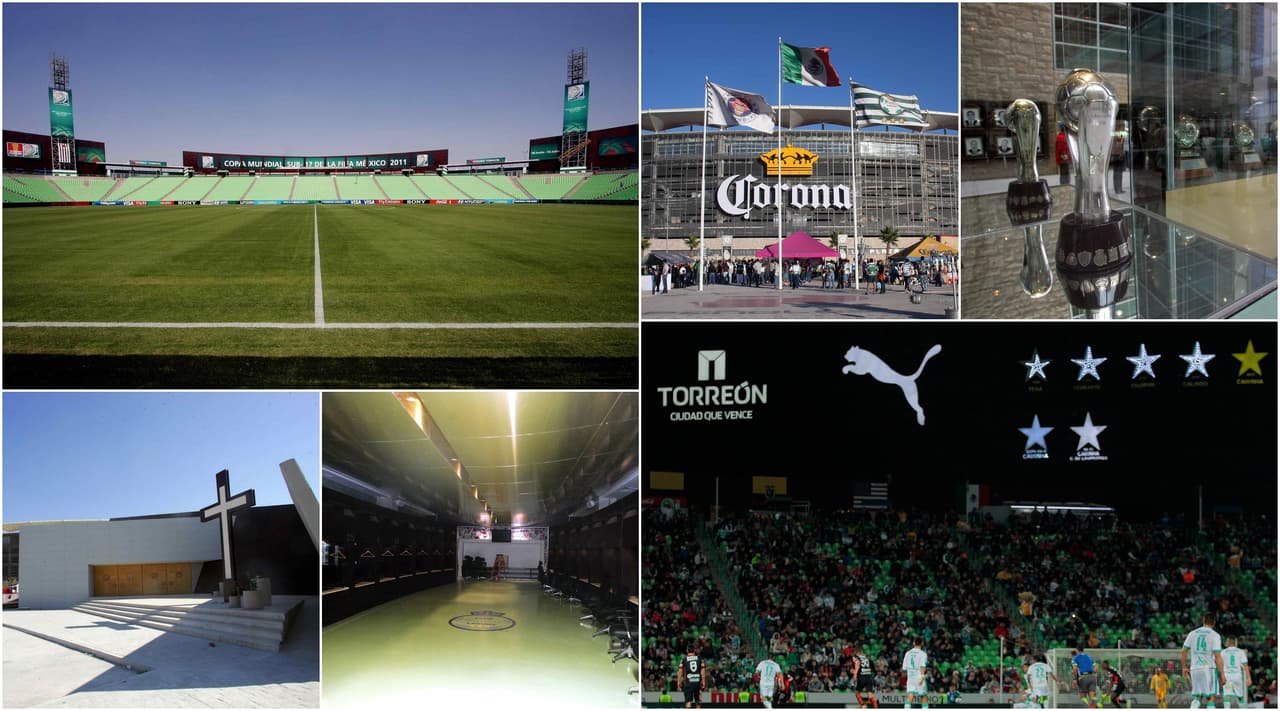 <b>3.- Complejo único</b>: no es de los estadios más grandes, pero sí de los más lujosos. Tiene una Capacidad para 30 mil espectadores, tiene 12 suites y 2 superpalcos El complejo está conformado por otros elementos como la Parroquia de todos los Santos, Restaurante Afición Corona Sports, Bar, Casa Club y Oficinas de Santos, Gimnasio, Universidad del Deporte y Tienda Oficial.