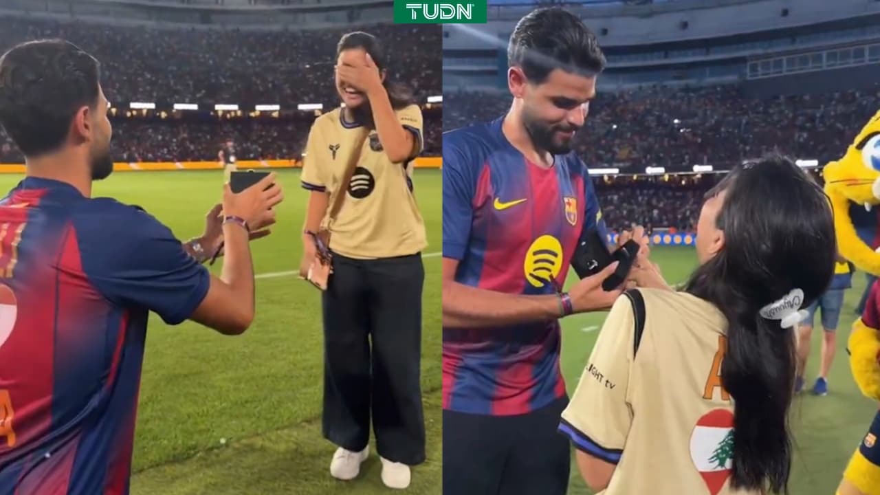 ¡Fan del Barcelona sorprende a su pareja y le pide matrimonio en el estadio!