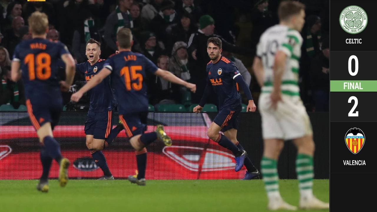 Valencia derrota el Celtic en Escocia y pone un pie en los Octavos de Final