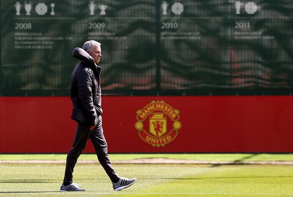 Manchester United manager Jose Mourinho during the training session at the AON Complex, Manchester. (Photo by Martin Rickett/PA Images via Getty Images)