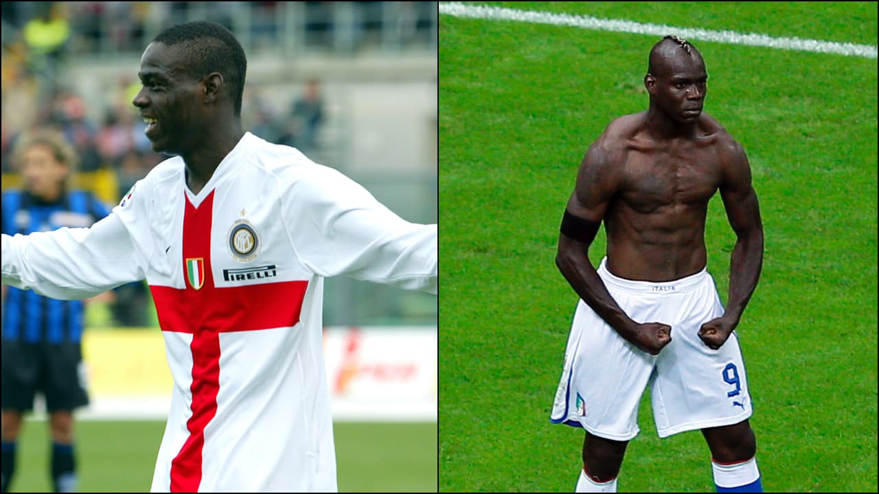 <b>Mario Balotelli</b>
<br>- El italiano debutó en 2007 con el Inter de Milan y su fisico era de un jugador muy delgado.
<br>- Con el paso del tiempo, se convirtió en una 'bestia' italiana con un musculoso físico de envidia.