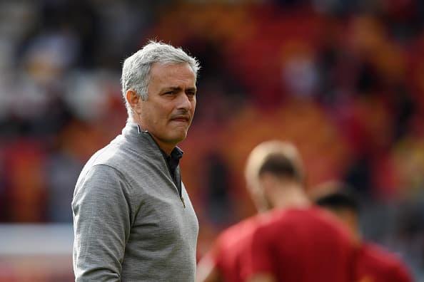 LIVERPOOL, ENGLAND - OCTOBER 14: Jose Mourinho, Manager of Manchester United looks on prior to the Premier League match between Liverpool and Manchester United at Anfield on October 14, 2017 in Liverpool, England. (Photo by Shaun Botterill/Getty Images)