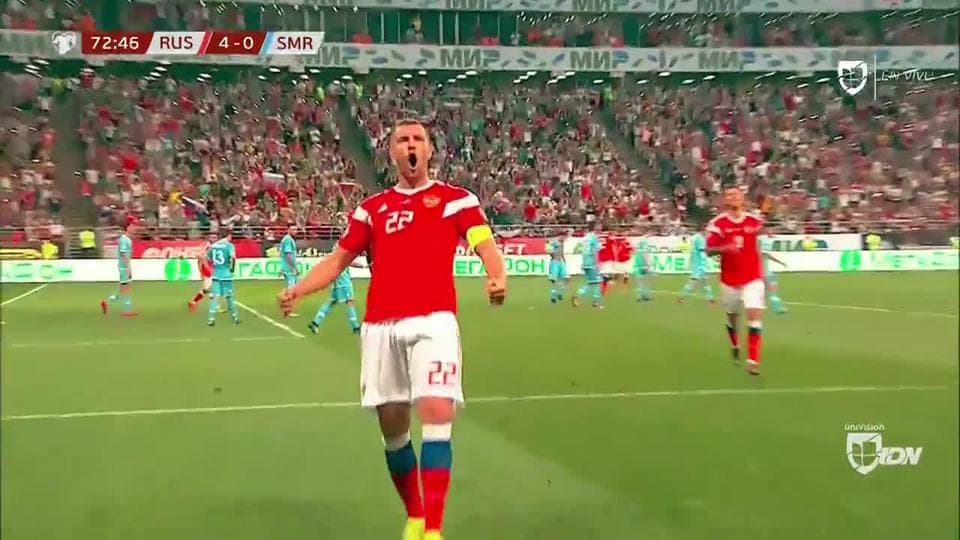 ¡GOOOL! Artem Dzyuba anota para Russia