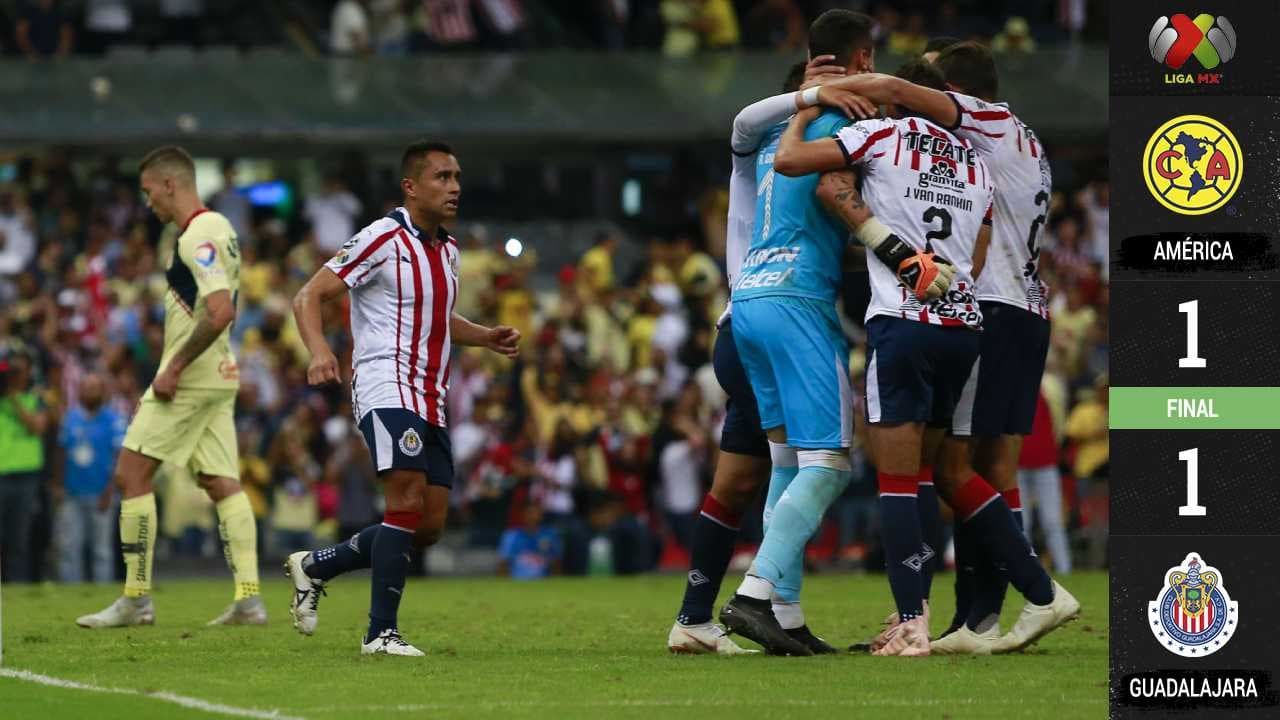 Chivas se agarra de 'San Gudiño' para rescatar un empate 1-1 ante América en el Clásico Nacional