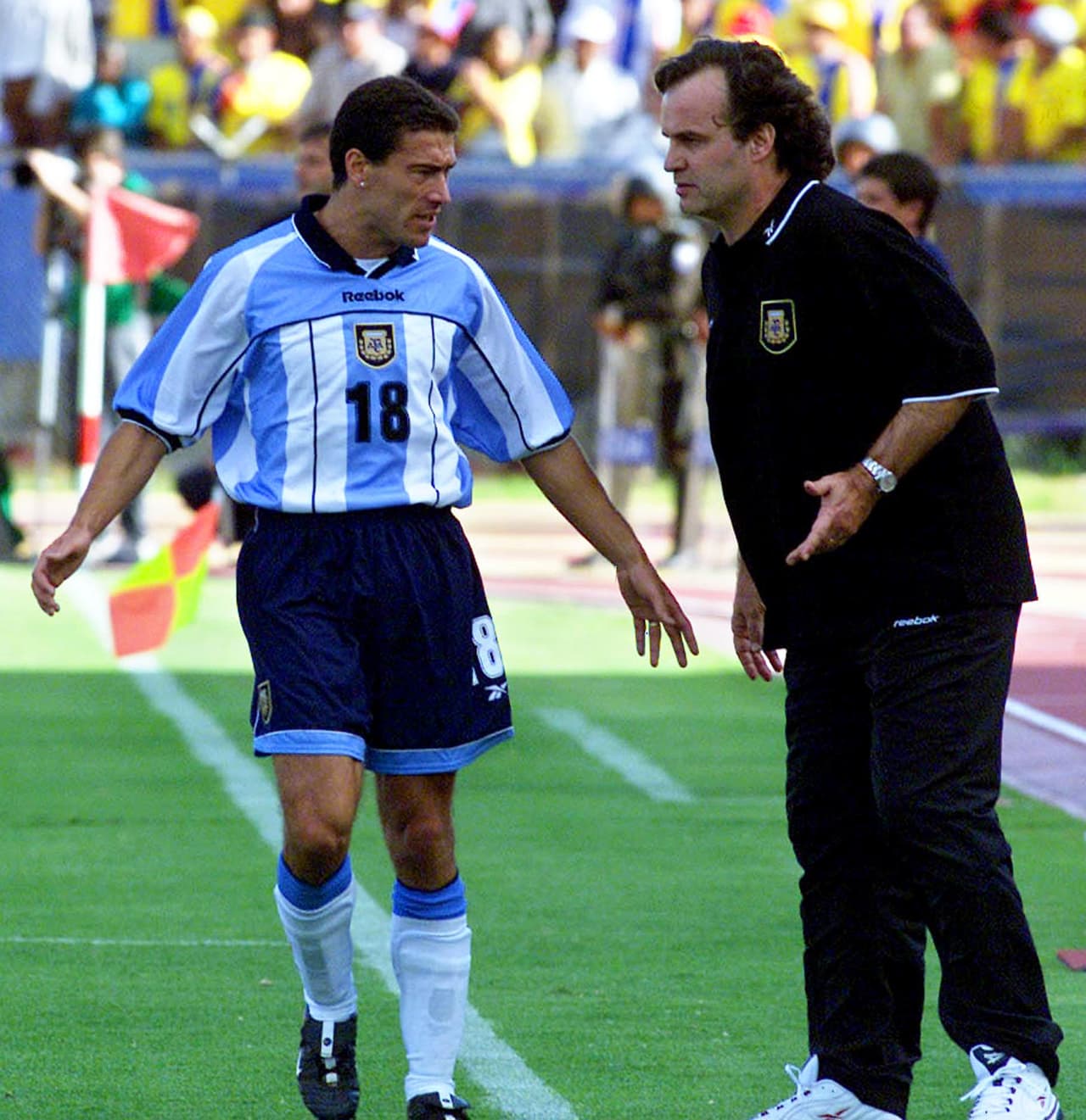 Bielsa estuvo al frente de Argentina de 1998 al 2004, en ese periodo la Albiceleste quedó eliminada en la primera ronda del Mundial 2002 de Corea-Japón, perdió la final de la Copa América 2004 de Perú ante Brasil.
<br>