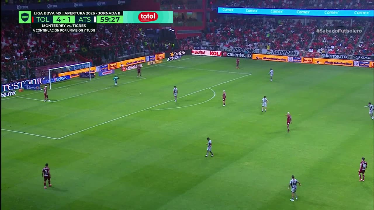 ¡AUTOGOL! de Jorge Rodríguez para Toluca.