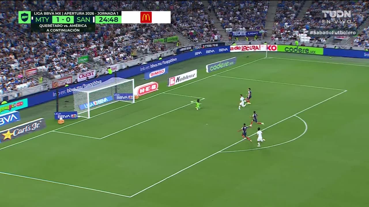 ¡GOL!  anota para Monterrey. Lucas Ocampos
