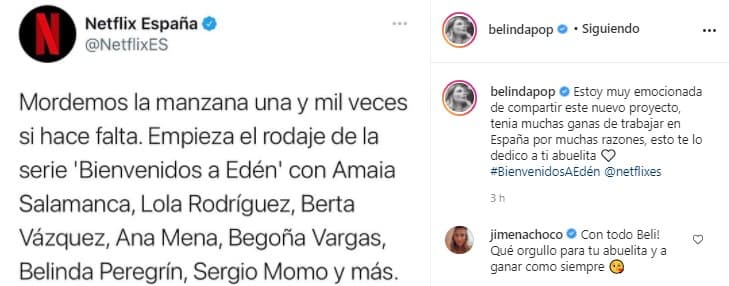 Recientemente anunció en sus redes sociales que participará en una producción para Netflix.