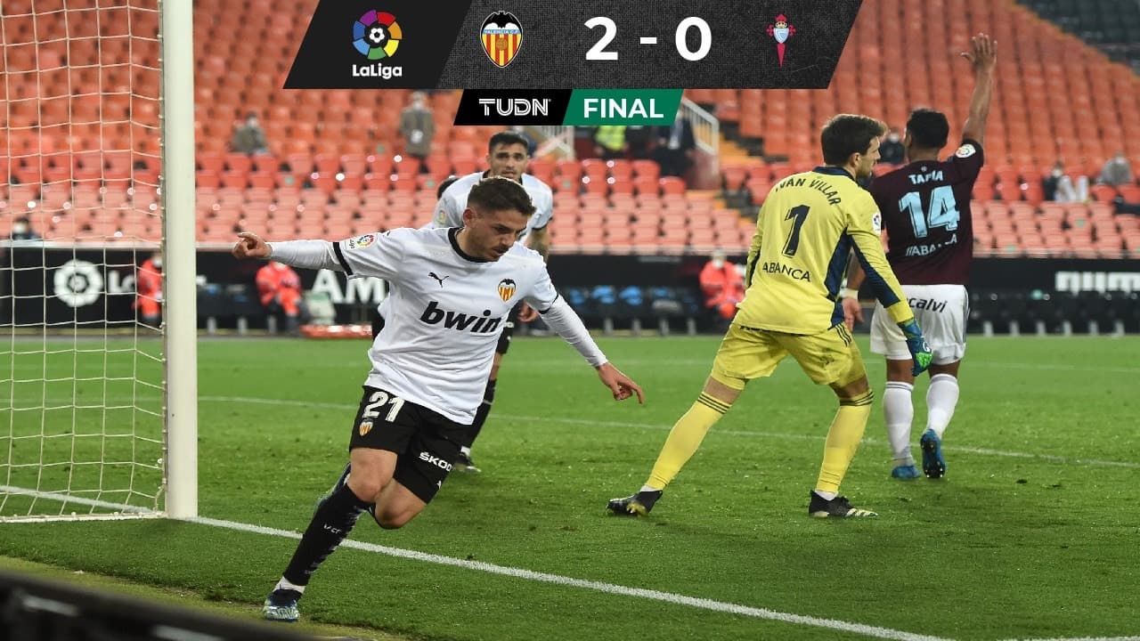 El Valencia derrotó al Celta en los últimos 5 minutos de juego