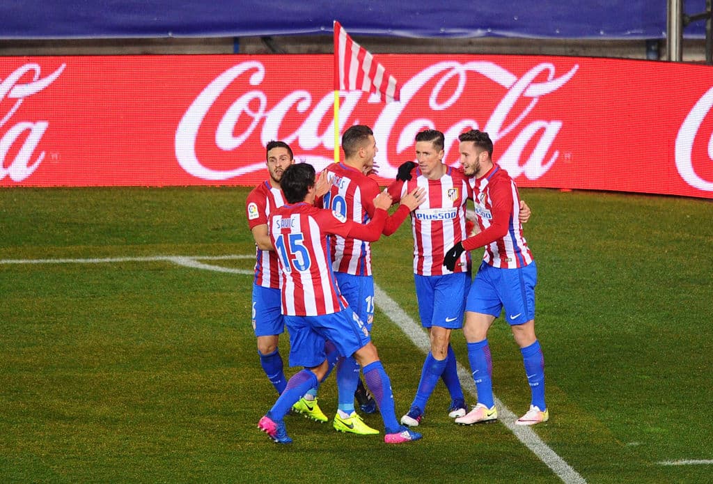 Atlético de Madrid festeja su primer gol ante el Celta de Vigo.
