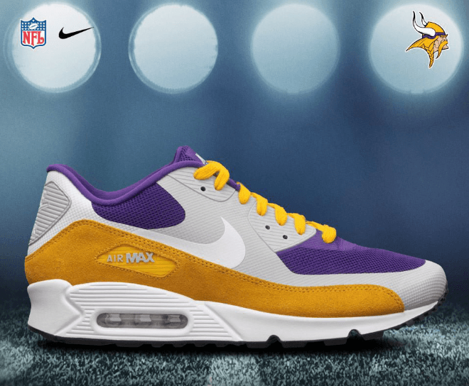 Con los equipos de la NFC Norte, la compañía usó el modelo AirMax 90 Premium. Estos son los inspirados en los Minnesota Vikings.