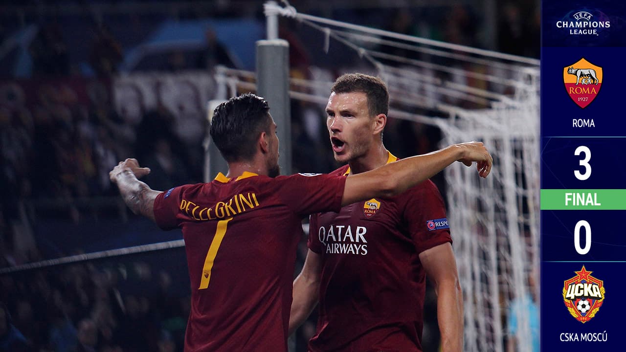 ¡Con doblete y asistencia! Dzeko, comanda goleada de la Roma ante el CSKA de Moscú
