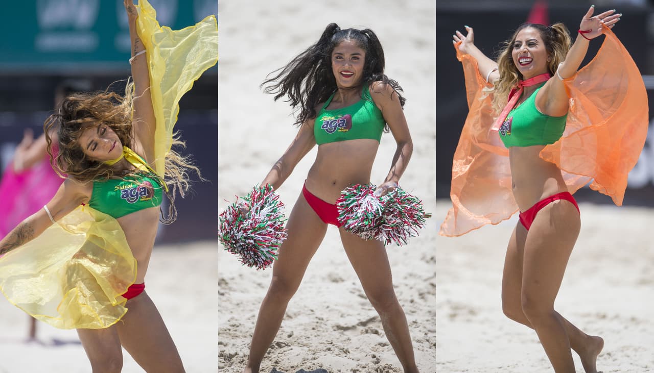 Las animadoras le dan belleza y colorido a la fiesta del Premundial de Fútbol Playa de Concacaf en Puerto Vallarta, en medio de la competencia en las playas mexicanas.