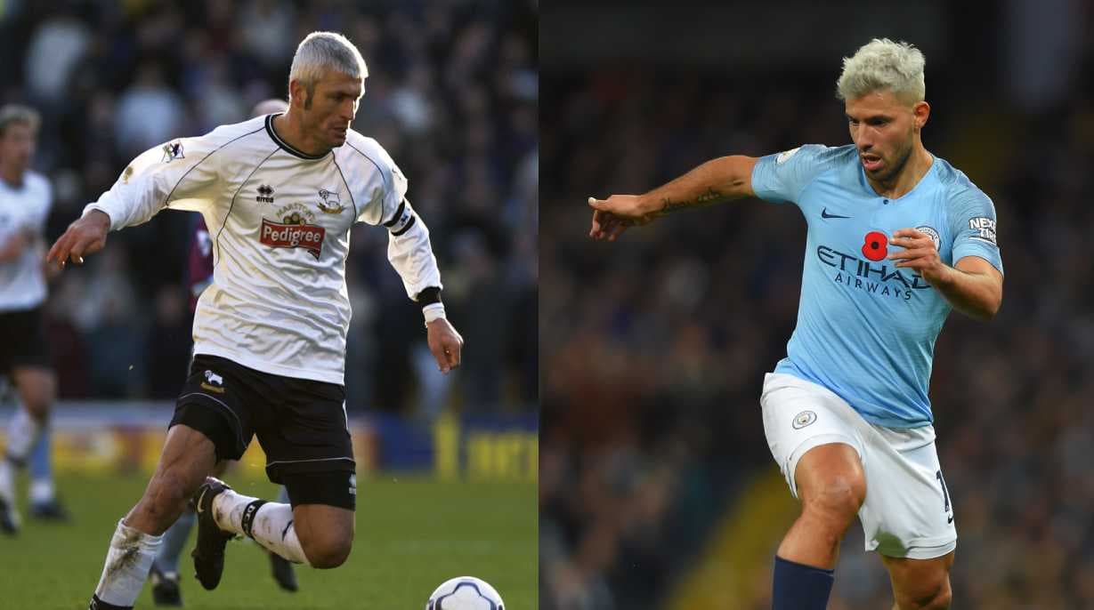 Ravanelli y Agüero con el pelo plateado.
