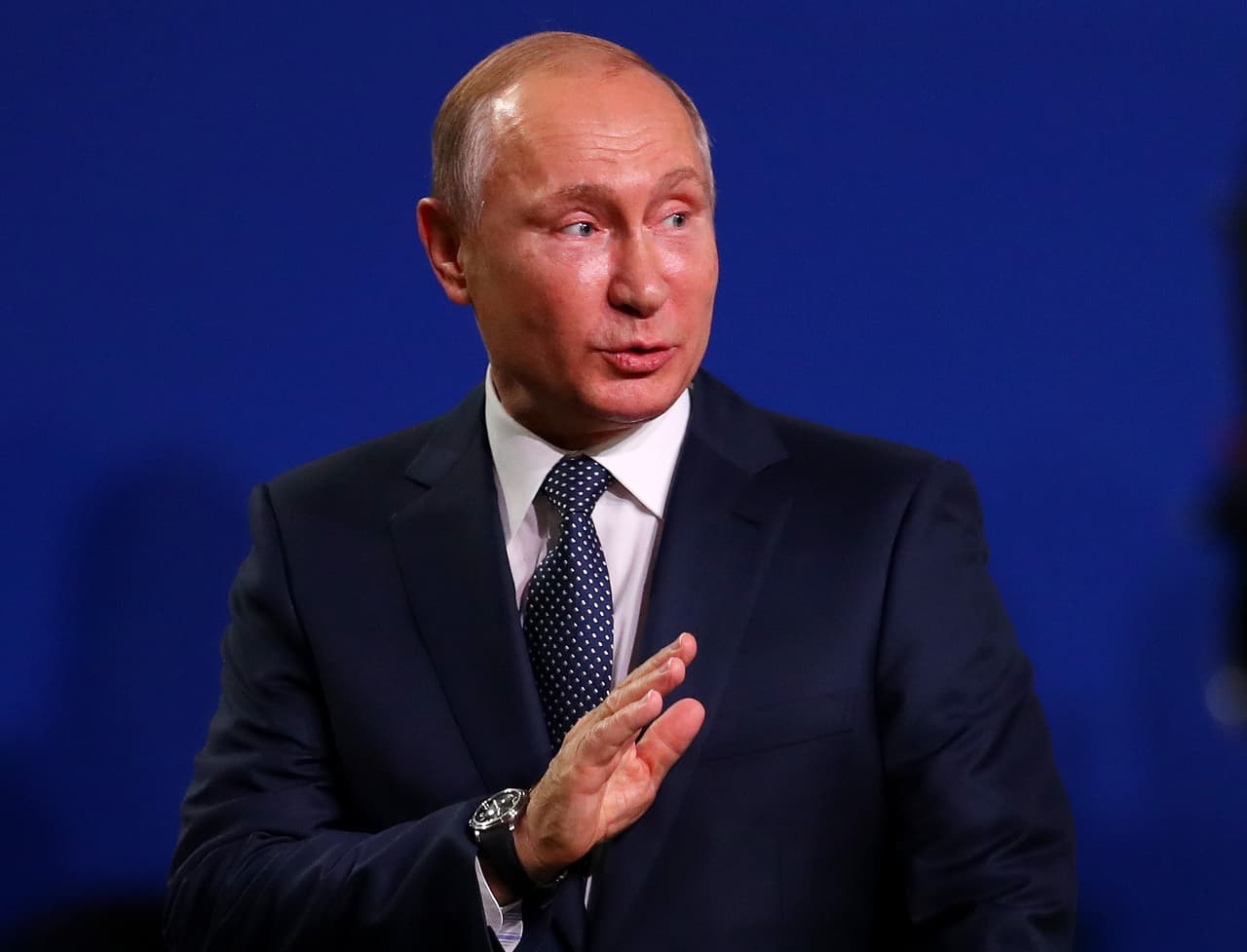 MOSCOW, RUSSIA - JUNE 13: President of Russia, Vladimir Putin during the 68th FIFA Congress at the Moscow Expocentre on June 13, 2018 in Moscow, Russia. (Photo by Catherine Ivill/Getty Images)