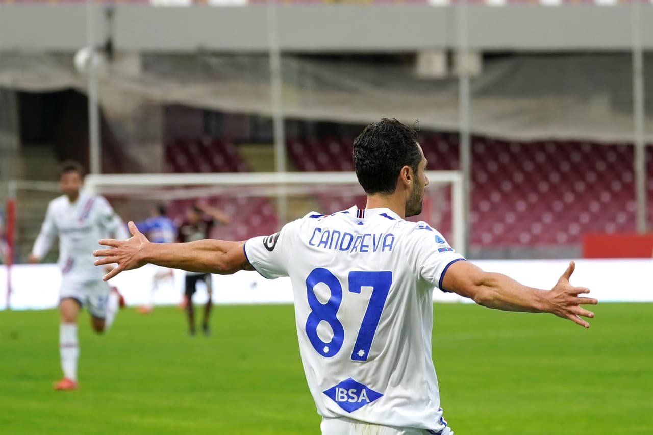 La Sampdoria se impone, como visitante 2-0 al Salernitana con un gol en contra de Francesco Di Tacchio y Antonio Candreva, durante la fecha 13 de la Serie A.