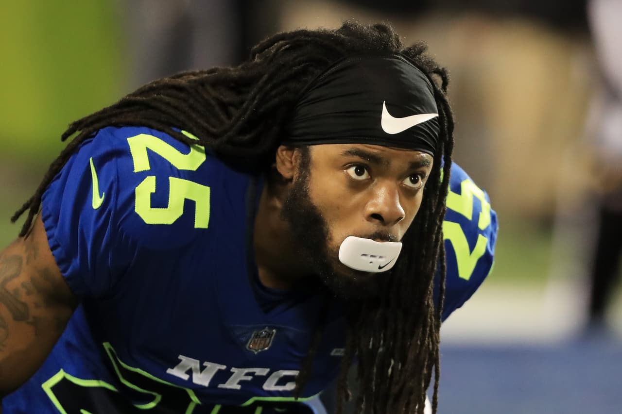 ORLANDO, FL - JANUARY 29: Richard Sherman #25 of the NFC warms up prior to the NFL Pro Bowl at the Orlando Citrus Bowl on January 29, 2017 in Orlando, Florida. (Photo by Sam Greenwood/Getty Images)