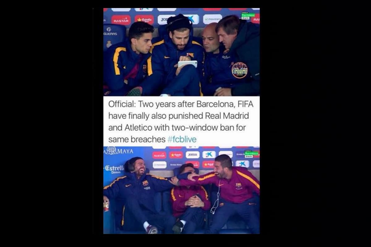 Los usuarios de la red no desaprovecharon la oportunidad para burlarse de los equipos de Madrid que no podrán contratar jugadores durante un año.