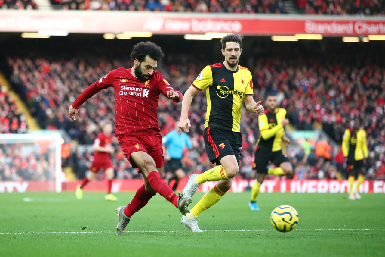Salah (38´, 90’) marcó lo goles por los locales. Liverpool lega a 49 unidades, mientras que Watford sólo acumula 9.