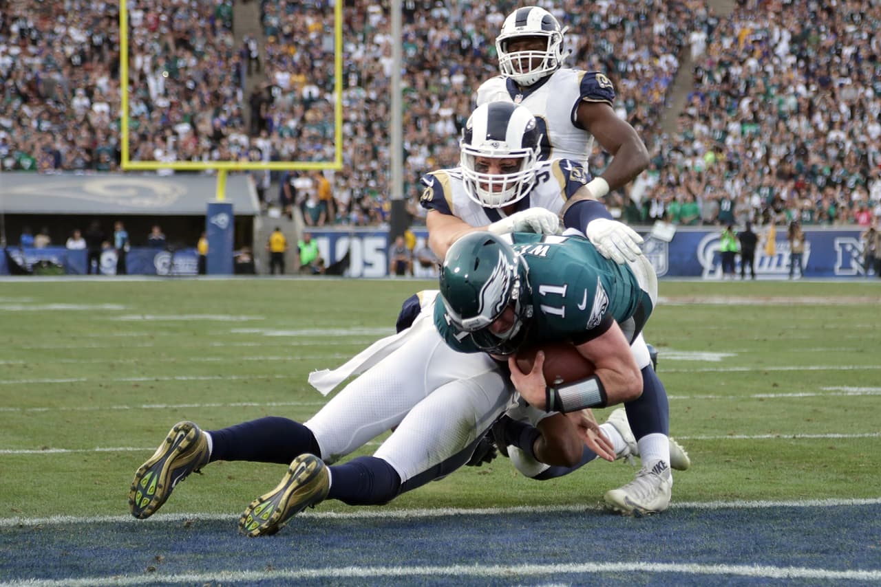 Semana 14: ¡No puede ser! Wentz se lesionó la rodilla y dijo adiós a la temporada en la derrota ante los Rams.