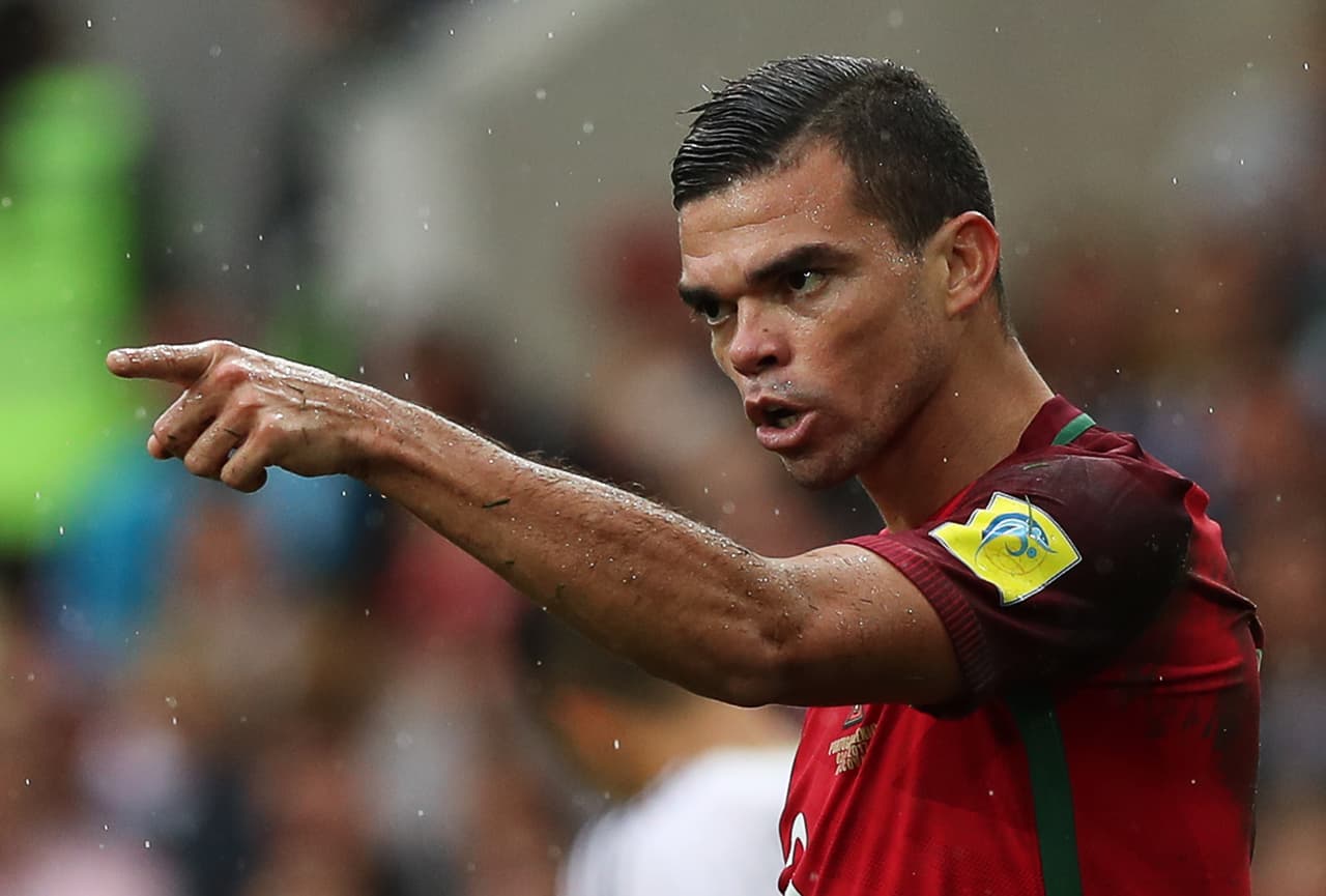 MOSCOW, RUSSIA JULY 2, 2017: Portugals Pepe in their 2017 FIFA Confederations Cup third place football match against Mexico at Otkrytie Arena. Sergei Savostyanov/TASS (Photo by Sergei Savostyanov\TASS via Getty Images)