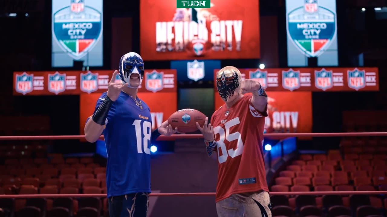 Soberano Jr. y Máscara Dorada promocionan el Mexico City Game de NFL