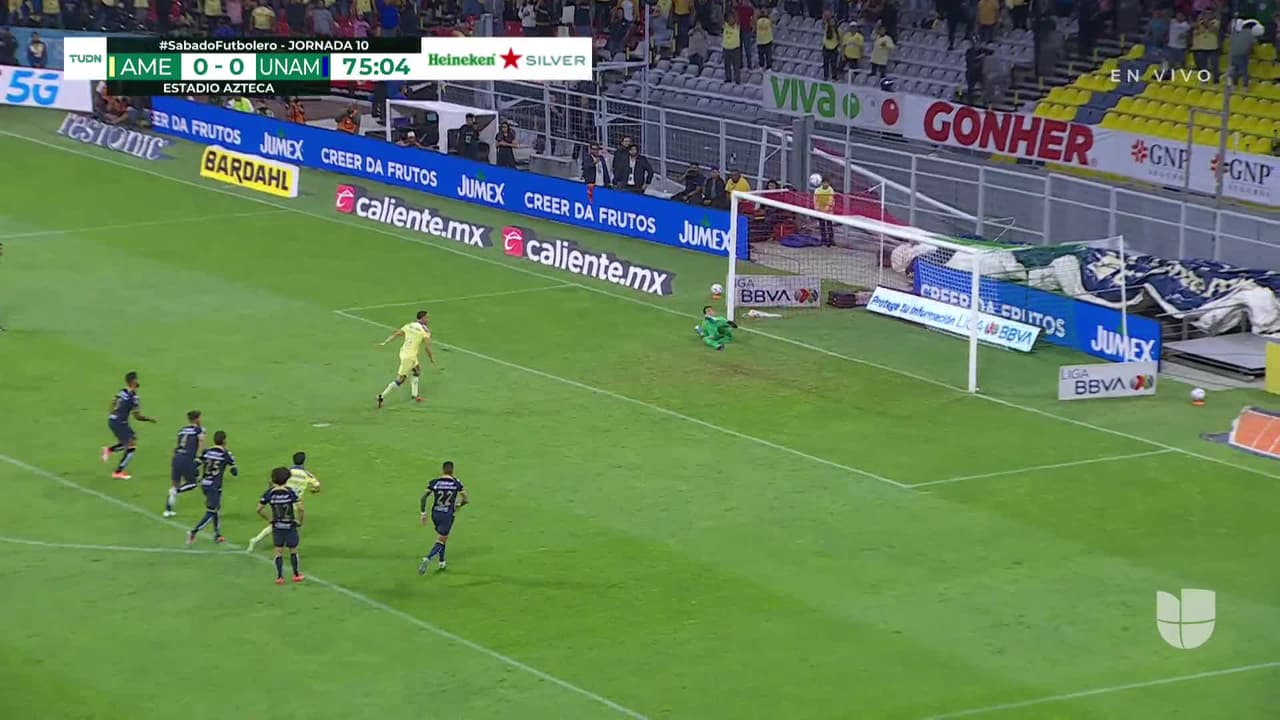 ¡GOL!  anota para América. Jonathan Rodríguez