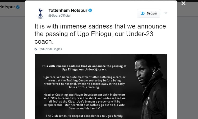 Se desvaneció sobre el campo exjugador de la Premier fallecido en emergencias