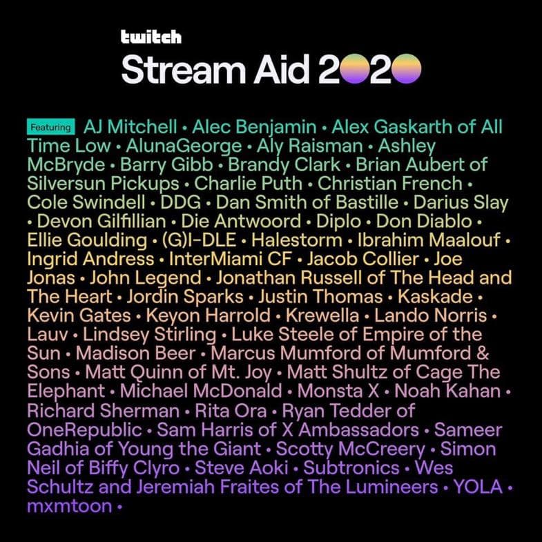 Cartel del Twitch Aid 2020.