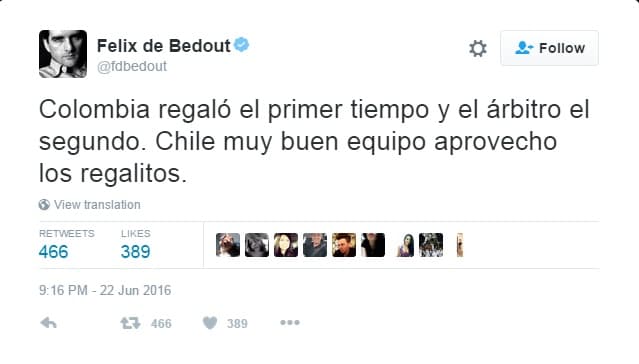 Las redes sociales muestran su apoyo a Colombia y Chile en la semifinal de la Copa América Centenario.